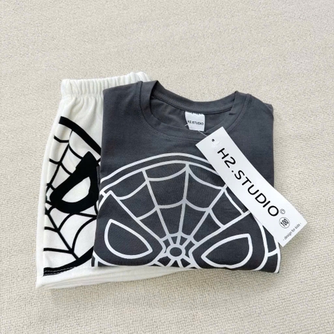 🧡🧡 BT524- Bộ áo TƠ nhện màu xám mix quần trắng hoạ tiết in