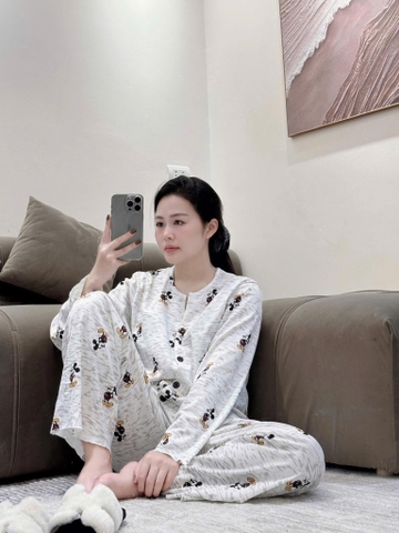 set843- Set tăm dài tay trắng hoạ tiết mickey