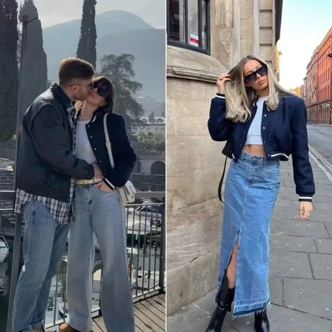 A147-Áo bomber tím than viền trắng