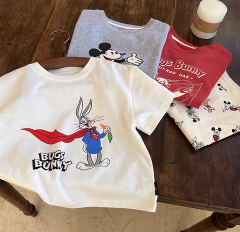 CB239- Combo 4 áo phông cộc tay in hoạt hình trẻ em
