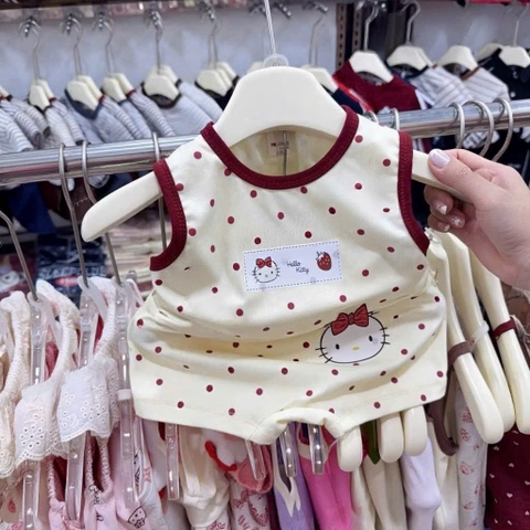BT948-CB 2 bộ KITTY TOONH ĐỎ DÁNG CỘC MIX ÁO DÂY cotton