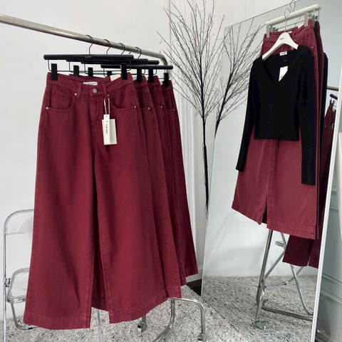 QUAN0098-QUẦN JEANS SUÔNG MÀU ĐỎ FULL TEM