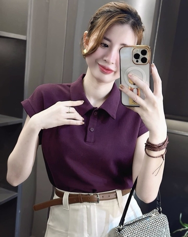 ☘️A109-  ÁO THUN  TÍM TAY LIỀN BỔ TRỤ ☘️