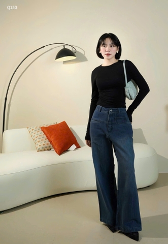 QUAN075-QUẦN JEANS ỐNG SUÔNG TÚI TRƯỚC HÀNG NHÀ MÁY