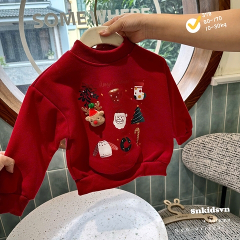 Bt755- Áo nỉ noel đính thì nổi chất nỉ hai da loại đẹp