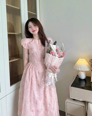 ☘️DAM138-  VÁY TƠ KIM SA 2 LỚP TAY BỔNG KHOÁ TRƯỚC 🌷