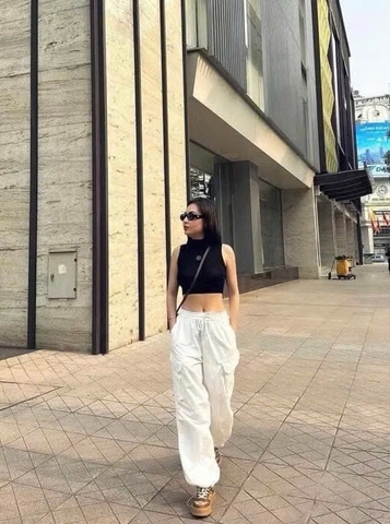 Quan071-QUẦN GIÓ TÚI HỘP BO ỐNG 2 màu đen trắng