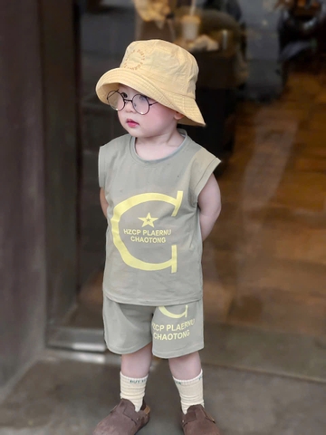 CB2288- combo 2 bộ balo ngồi sau Vàng- Ghi chất cotton