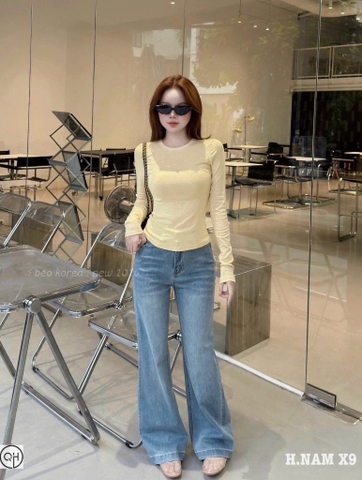 Quan125- Quần jeans loe mẫu mới 2 màu đậm-nhạt
