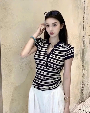 A701- Adp len kẻ ngang nhỏ cúc trước mỏng xịn