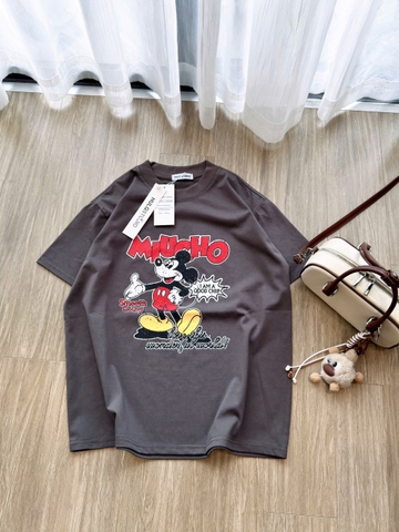 A530-Áo thun suông  xám Mickey