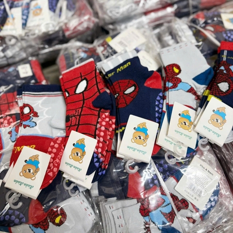 COMNBO 10 ĐÔI TẤT TRẺ EM SIÊU NHÂN NHỆN CÓ LÓT CHỐNG TRƯỢT