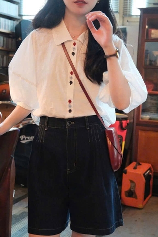 ☘️ A236-  ÁO SƠ MI THIẾT  KẾ TAY BỒNG  CÚC 3 MÀU 💎