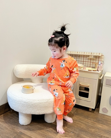 CB024- Combo 2 bộ thun cam hồng FUN TIMES trẻ em VNXK