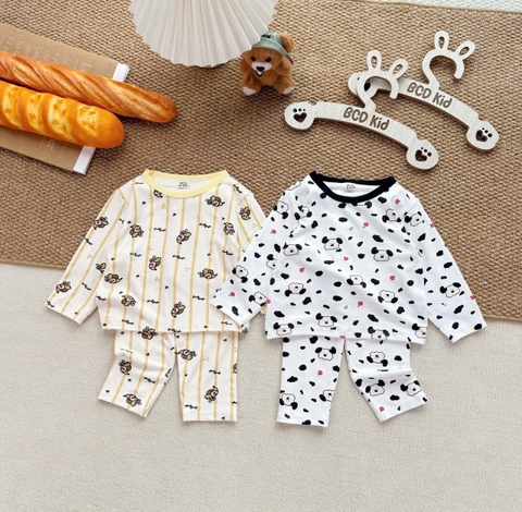 BT1071- Combo 2 bộ thun zip màu pastel viền cổ dài tay