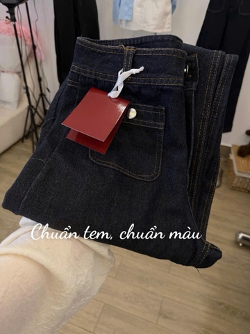QUAN105-Quần jean ống rộng We màu xanh đậm túi trước