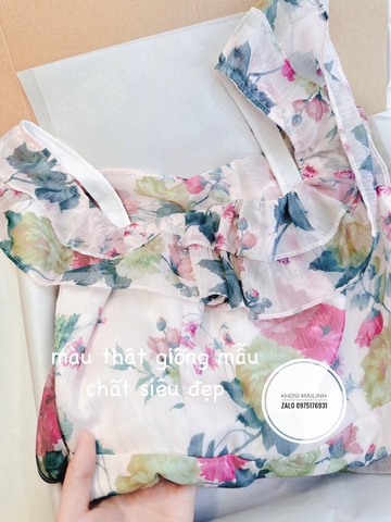 Đầm voan tầng cổ vuông 2 lớp