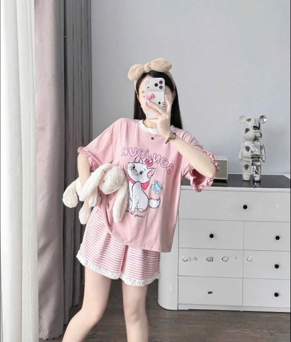 set911- Set me con hồng quần viền ren có sz nhỡ
