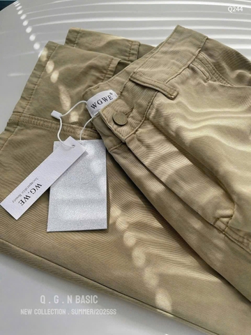 Quan63-quan jeans suông màu nâu cạp khoá ống 40 dài 101-103cm