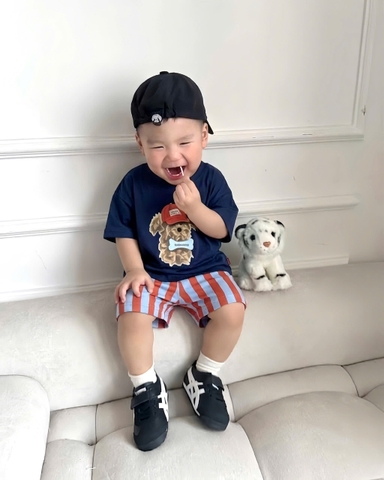 BT1026- Combo 2 bộ cotton cộc tay NÂU- XANH Merci