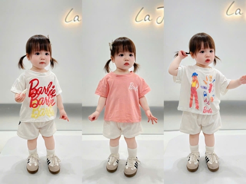 CB256-Combo 3 áo BABIES màu hồng cotton bé gái