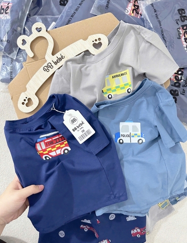 CB203- Combo  3 bộ oto tông xanh ghi chất cotton