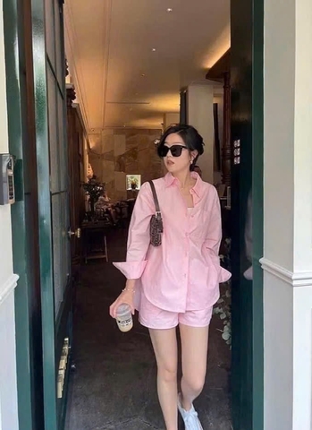 ✅✅ A253- Áo sơ mi dài tay dáng suông màu Hồng Zi Ri