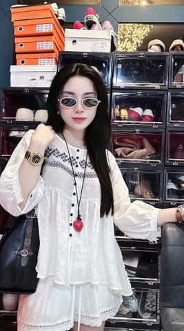 ☘️ Set601- SET IN HOẠ TIẾT MIX QUẦN PHỐI REN GẤU 🌷