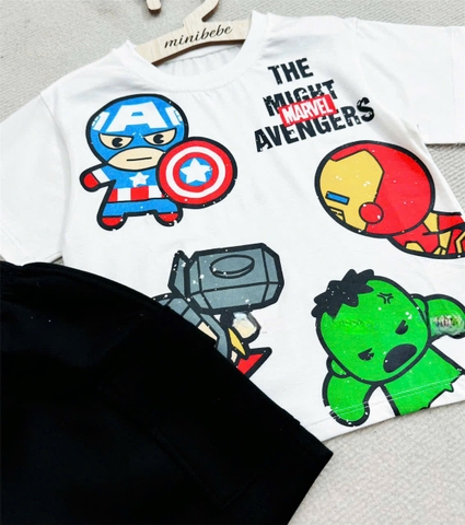 ✌🏻✌🏻BT490- Bộ Áo cotton CỨU HỘ mix quần cua màu đen