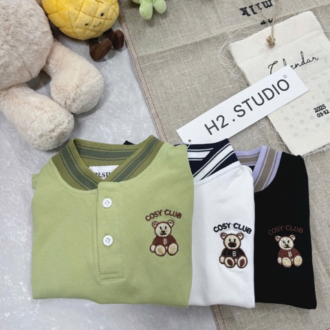 Bt690- Combo 3 áo thêu GẤU Cosy cổ bo dệt loại đẹp