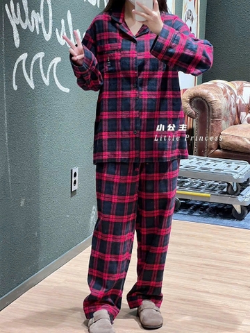 SET423-Bộ pijama kẻ caro Gấu  WHOAU