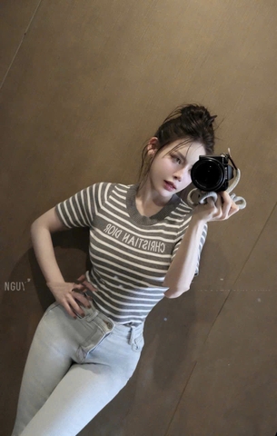 a365- Áo len C-RIS 4 màu cộc tay Quảng Châu dáng ôm