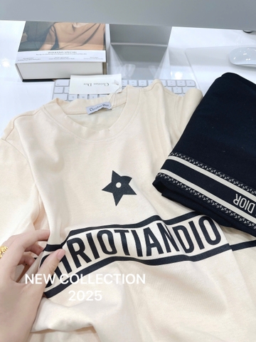 SET461- Set bộ áo be DI mix quần suông viền sọc