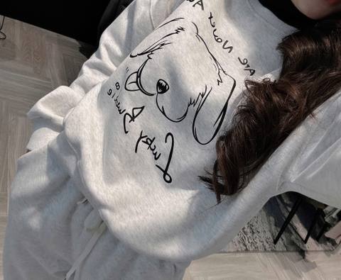 Set810- Bộ mặc nhà áo nỉ hai da phối qq