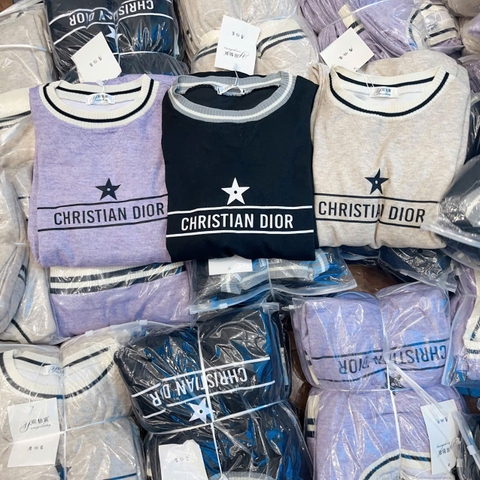 Set333- Set áo len lông thỏ cộc phối quần suông dài