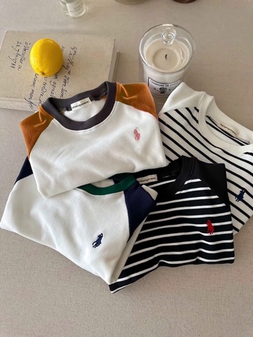 CB397-Combo 4 áo thun dài tay bé trai phối màu
