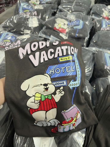 SET477-Set zip màu ghi MODI in lụa quần suông mix áo suông