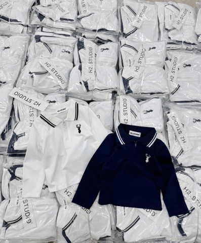 Bt675- Combo 2 áo polo thêu tag chất cotton zip cổ bo