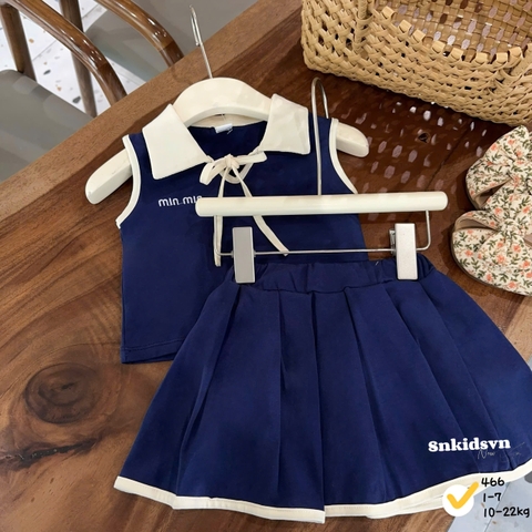 BT853- Bộ than bé gái viền be chất cotton CV có lót thêu chữ