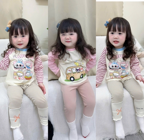 Bt749- Combo 2 bộ Labbu legging tăm dài tay bé gái
