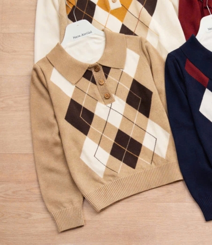 A463- Áo len kẻ trám 4 màu full tem dày dặn