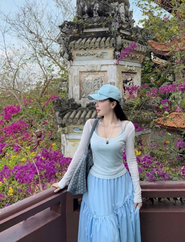 🌿SET499- Set VÁY CV DÚM XÒE 3 TẦNG mix áo dài tay