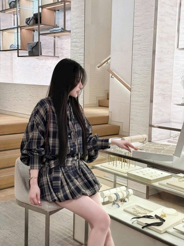 SET260- Set kẻ dài tay áo suông mix CV bồng có lót quần đai rời