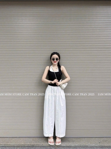 Quan068-Quần baggy cạp chun vải đũi mềm 3 màu