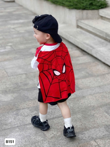 BT558- Bộ siêu nhân kèm choàng bé trai xanh đỏ( choàng tháo rời)