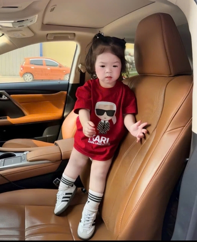 A249-Áo thun cặp MẸ CON màu đỏ in lụa đen