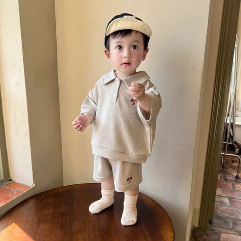 CB253-Comb 2 bộ polo tổ ong đen be thêu tag đỏ