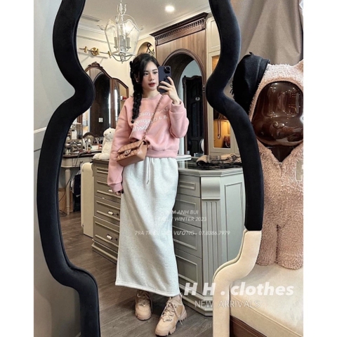 💎 SET115- SET BỘ  ÁO HỒNG MIXX CV SUÔNg MIDI ☘️