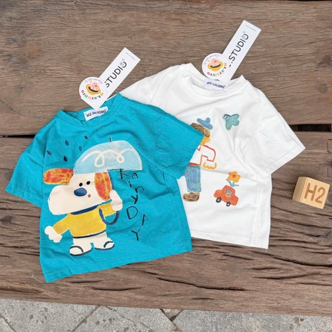 BT899-combo 2 áo thun XANH-TRắng chất cotton loại đẹp