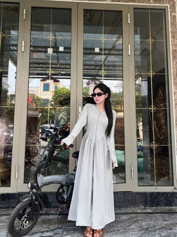 A285-Đầm chống nắng xoè liền 2 lớp ,mũ to dài chuẩn 120cm 5 màu